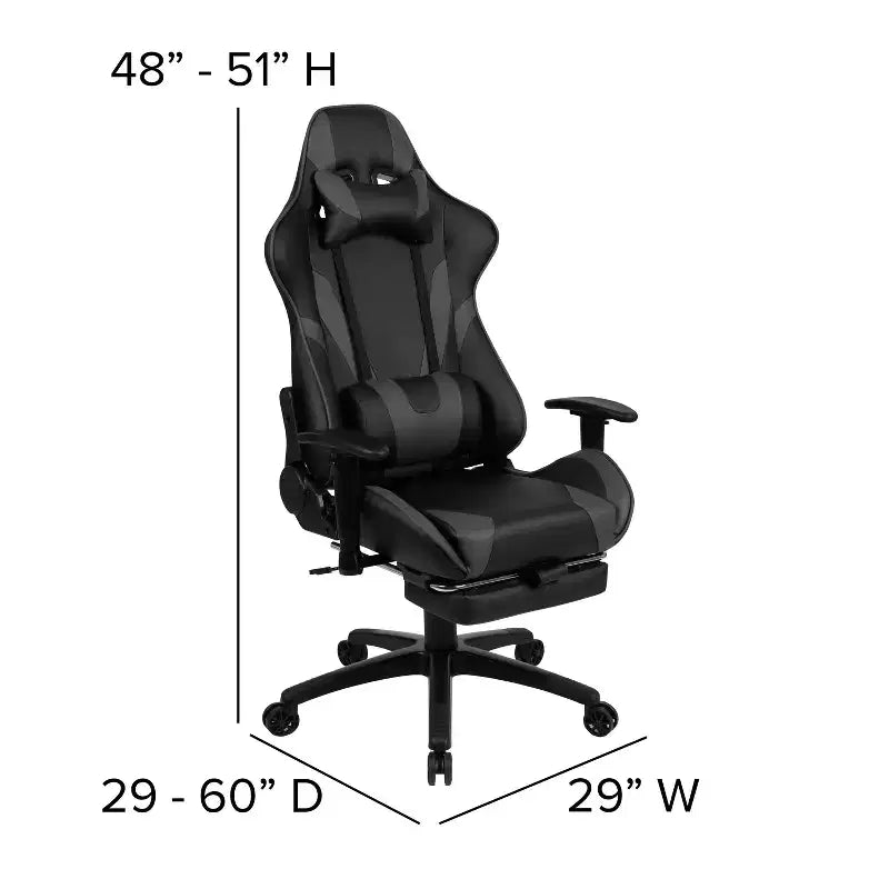 Chaise de jeu Flash Furniture X30 Chaise de bureau ergonomique de course avec dossier entièrement inclinable et repose-pieds coulissant en cuir souple rouge