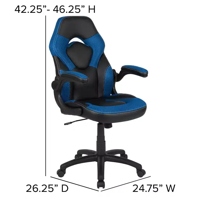 Fauteuil de bureau ergonomique pivotant réglable Flash Furniture X10 pour gamer avec accoudoirs relevables