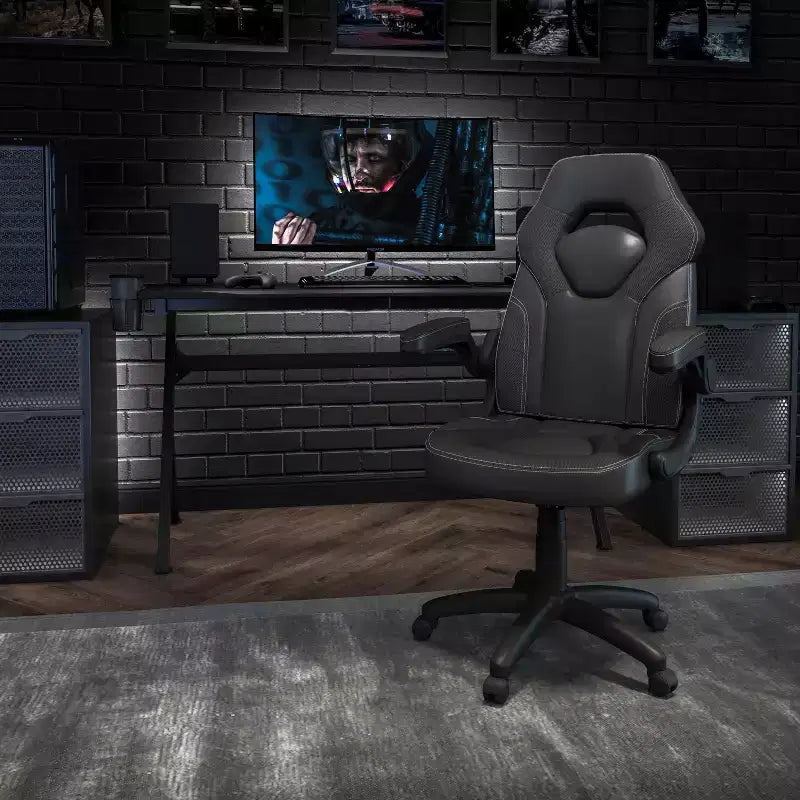 Fauteuil de bureau ergonomique pivotant réglable Flash Furniture X10 pour gamer avec accoudoirs relevables