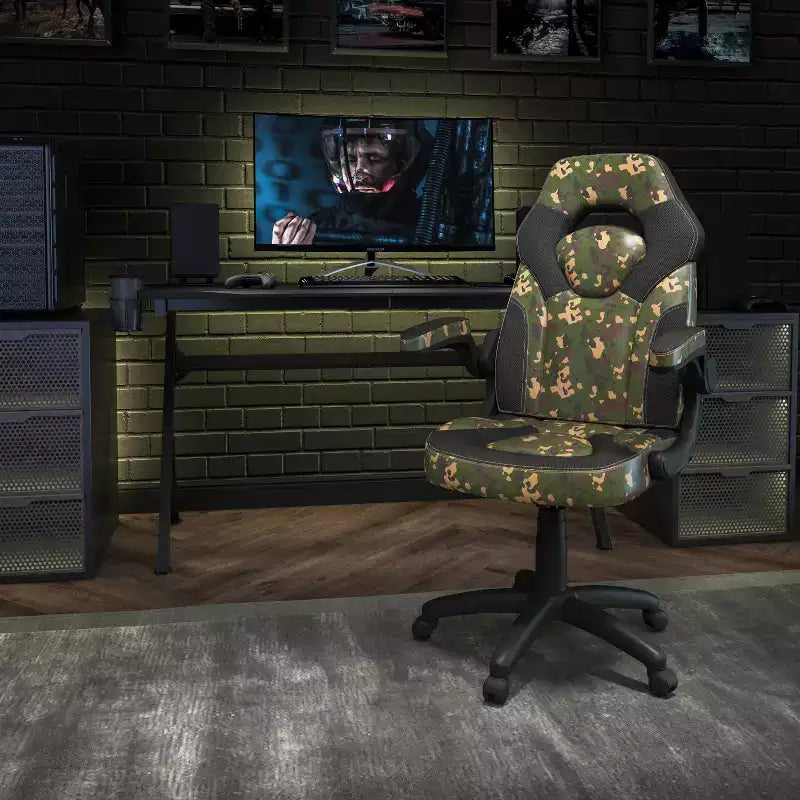 Fauteuil de bureau ergonomique pivotant réglable Flash Furniture X10 pour gamer avec accoudoirs relevables