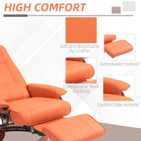 Fauteuil Inclinable HomCom en Similicuir Réglable Manuel à Base Pivotante avec Repose-Pieds Confortable et Relaxant