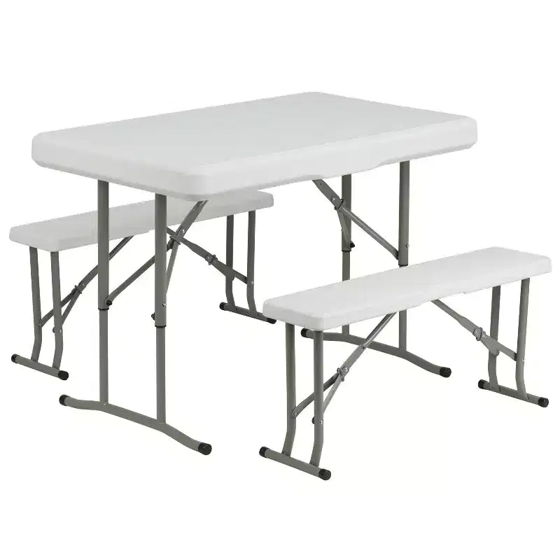 Emma and Oliver ensemble 3 pièces banc et table pliants en plastique portables