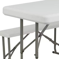 Emma and Oliver ensemble 3 pièces banc et table pliants en plastique portables