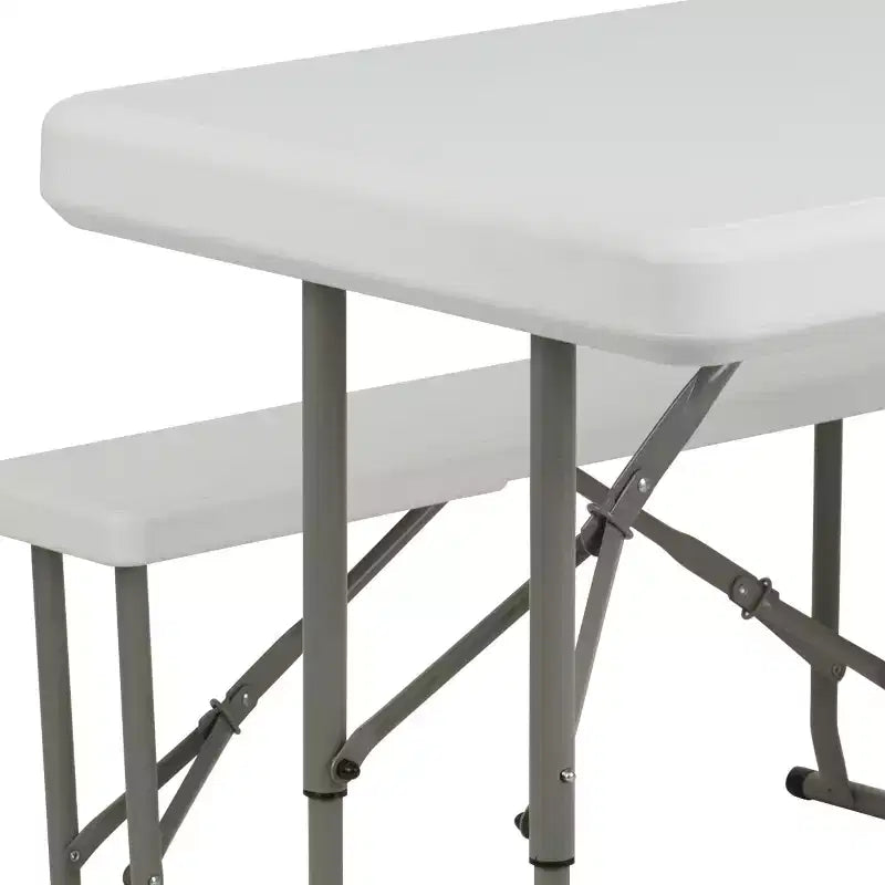Emma and Oliver ensemble 3 pièces banc et table pliants en plastique portables