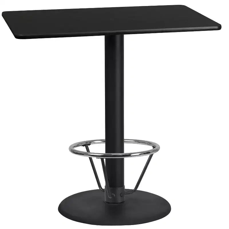 Emma and Oliver table de bar rectangulaire stratifiée 24x42 avec base à repose-pied annulaire 24RD