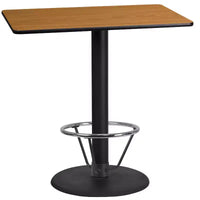 Emma and Oliver table de bar rectangulaire stratifiée 24x42 avec base à repose-pied annulaire 24RD