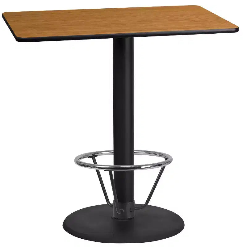Emma and Oliver table de bar rectangulaire stratifiée 24x42 avec base à repose-pied annulaire 24RD