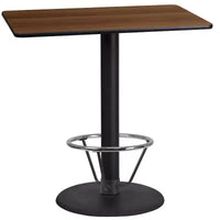 Emma and Oliver table de bar rectangulaire stratifiée 24x42 avec base à repose-pied annulaire 24RD