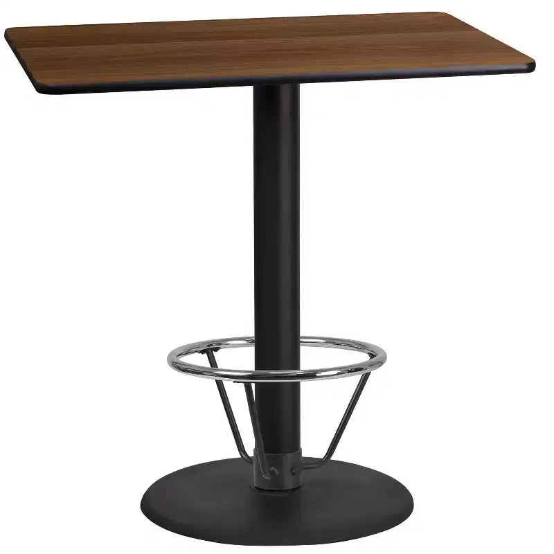 Emma and Oliver table de bar rectangulaire stratifiée 24x42 avec base à repose-pied annulaire 24RD