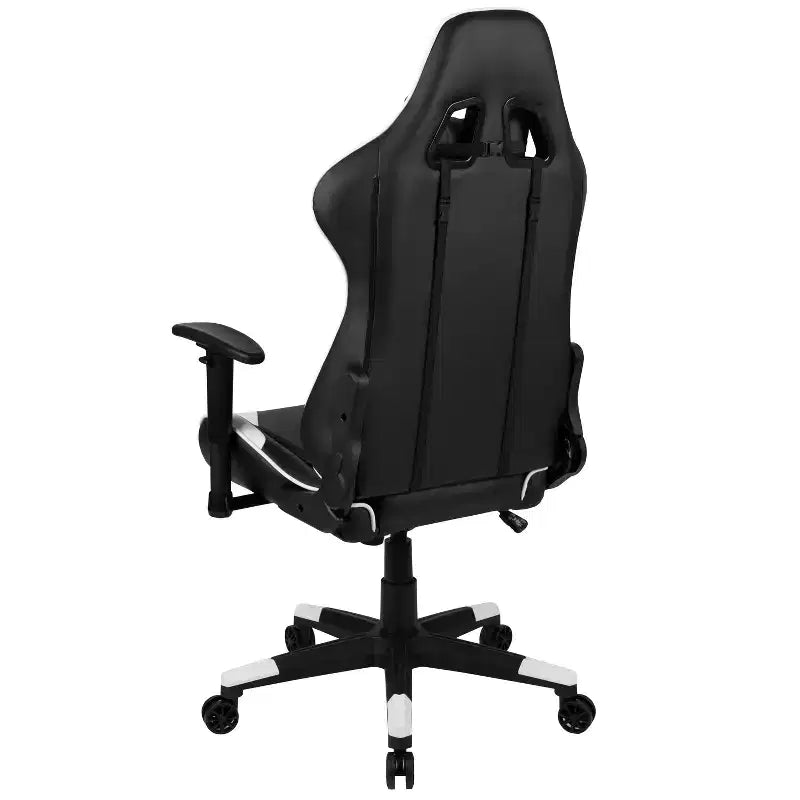Chaise de jeu ergonomique Emma et Oliver Racing avec dossier entièrement inclinable en cuir synthétique rouge