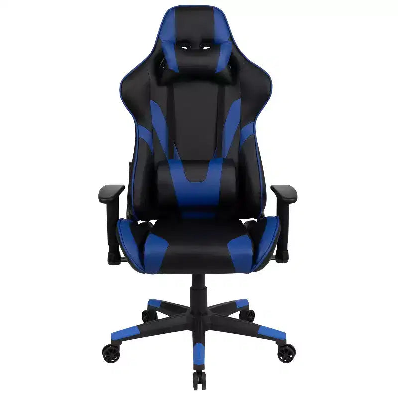 Emma and Oliver Chaise de jeu racing ergonomique avec dossier entièrement inclinable en LeatherSoft rouge