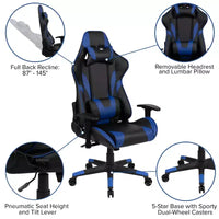 Emma and Oliver Chaise de jeu racing ergonomique avec dossier entièrement inclinable en LeatherSoft rouge