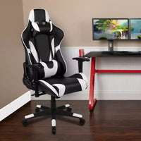 Emma and Oliver Chaise de jeu racing ergonomique avec dossier entièrement inclinable en LeatherSoft rouge