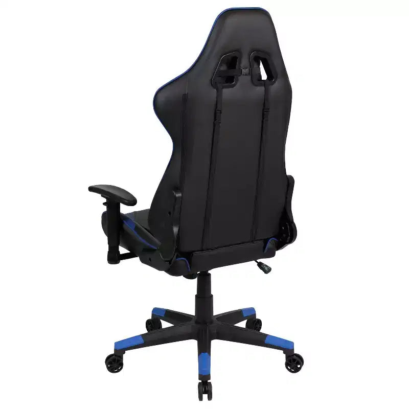 Emma and Oliver Chaise de jeu racing ergonomique avec dossier entièrement inclinable en LeatherSoft rouge