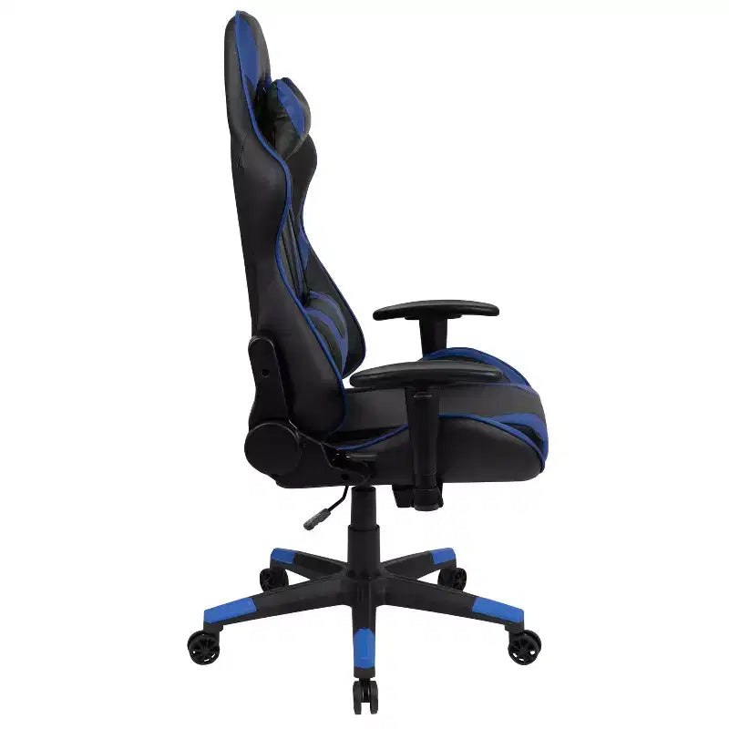 Emma and Oliver Chaise de jeu racing ergonomique avec dossier entièrement inclinable en LeatherSoft rouge