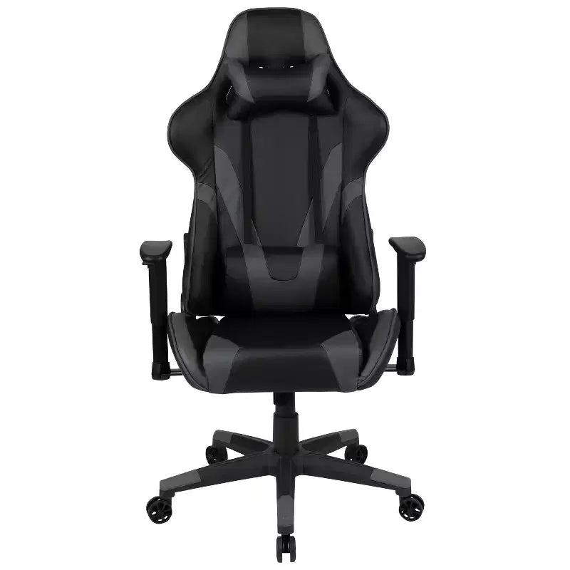 Chaise de jeu ergonomique Emma et Oliver Racing avec dossier entièrement inclinable en cuir synthétique rouge