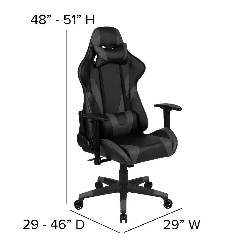Emma and Oliver Chaise de jeu racing ergonomique avec dossier entièrement inclinable en LeatherSoft rouge