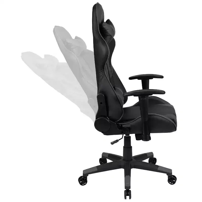 Emma and Oliver Chaise de jeu racing ergonomique avec dossier entièrement inclinable en LeatherSoft rouge