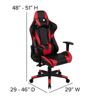 Emma and Oliver Chaise de jeu racing ergonomique avec dossier entièrement inclinable en LeatherSoft rouge