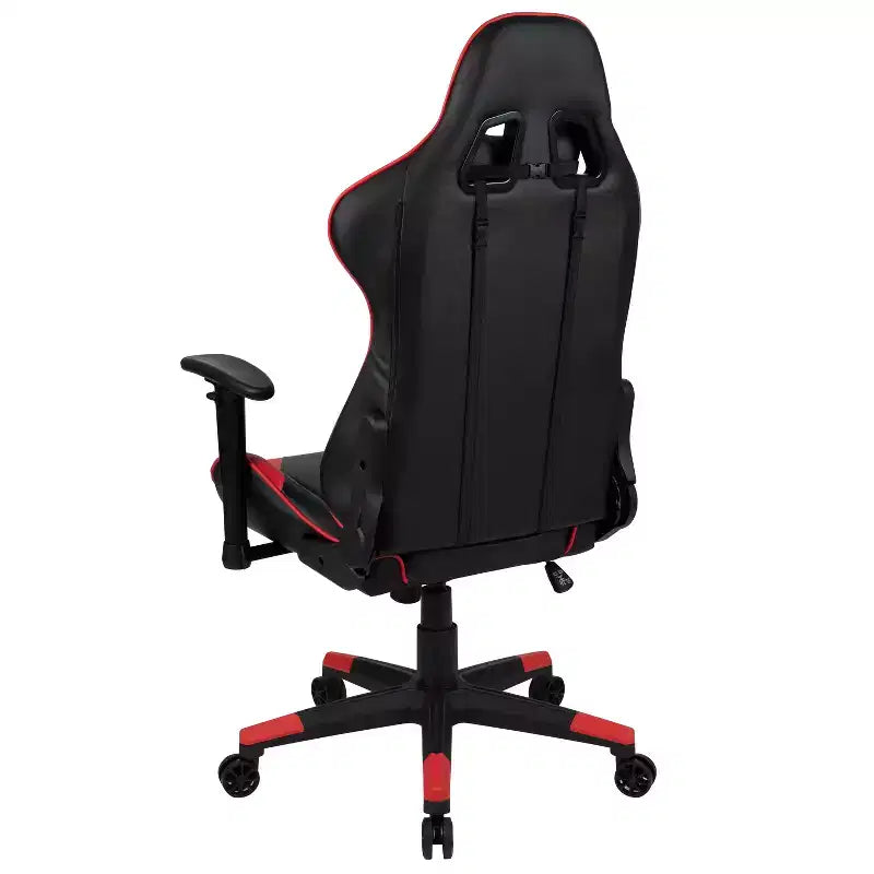 Emma and Oliver Chaise de jeu racing ergonomique avec dossier entièrement inclinable en LeatherSoft rouge
