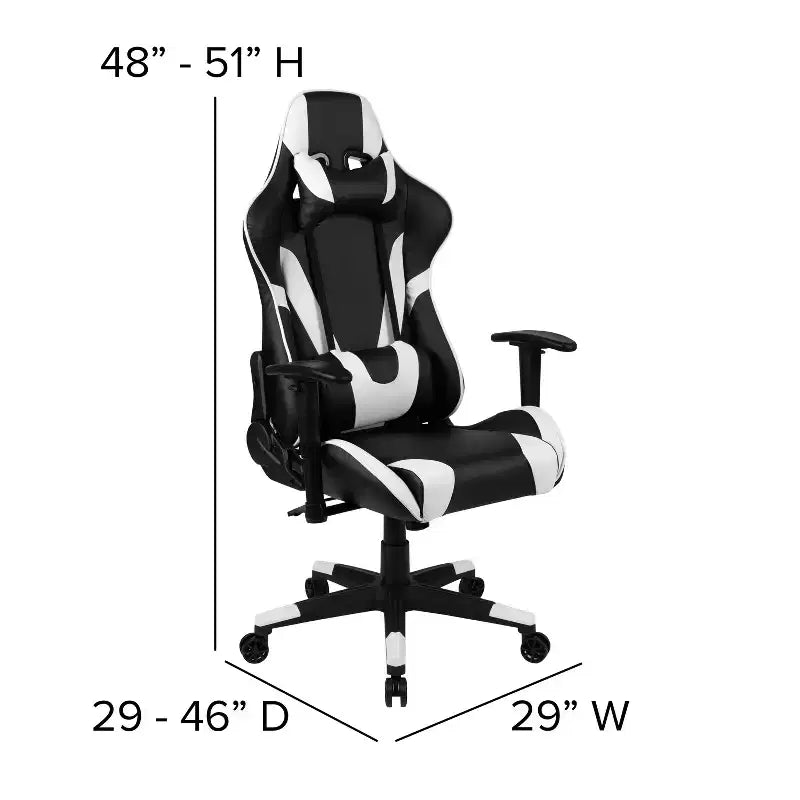 Emma and Oliver Chaise de jeu racing ergonomique avec dossier entièrement inclinable en LeatherSoft rouge