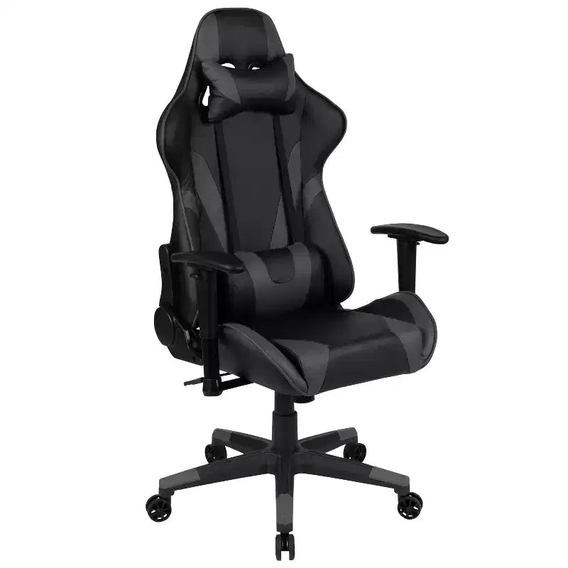 Emma and Oliver Chaise de jeu racing ergonomique avec dossier entièrement inclinable en LeatherSoft rouge