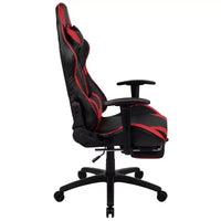 Chaise de jeu ergonomique Emma and Oliver Racing avec dossier inclinable et repose-pieds en similicuir rouge
