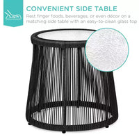 Best Choice Products Ensemble de bistro 3 pièces pour terrasse, osier d'extérieur avec 2 chaises, coussins, table d'appoint