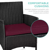 Best Choice Products Ensemble de bistro 3 pièces en osier pour conversation en extérieur, avec 2 chaises et table