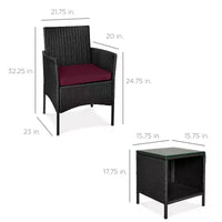 Best Choice Products Ensemble de bistro 3 pièces en osier pour conversation en extérieur, avec 2 chaises et table