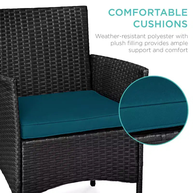 Best Choice Products Ensemble de bistro 3 pièces en osier pour conversation en extérieur, avec 2 chaises et table