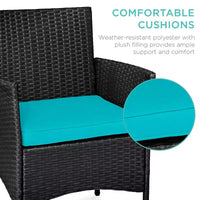 Best Choice Products Ensemble de bistro 3 pièces en osier pour conversation en extérieur, avec 2 chaises et table