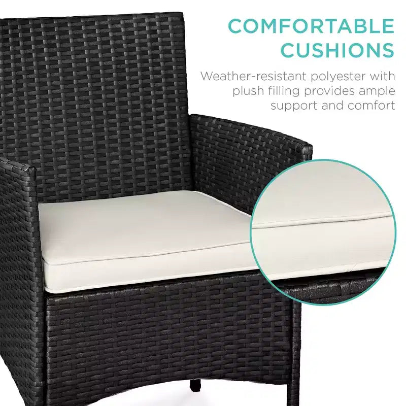 Best Choice Products Ensemble de bistro 3 pièces en osier pour conversation en extérieur, avec 2 chaises et table