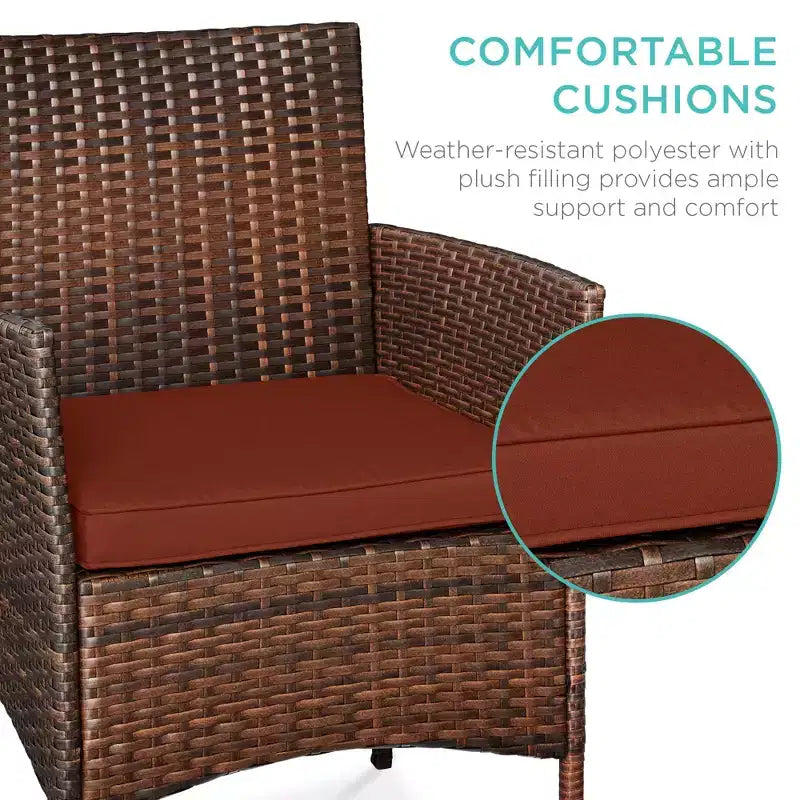 Best Choice Products Ensemble de bistro 3 pièces en osier pour conversation en extérieur, avec 2 chaises et table