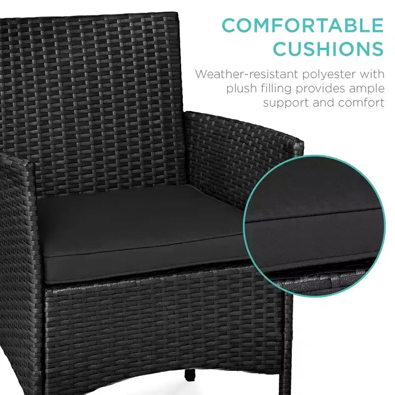 Best Choice Products Ensemble de bistro 3 pièces en osier pour conversation en extérieur, avec 2 chaises et table