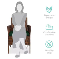 Best Choice Products Ensemble de bistro 3 pièces en osier pour conversation en extérieur, avec 2 chaises et table