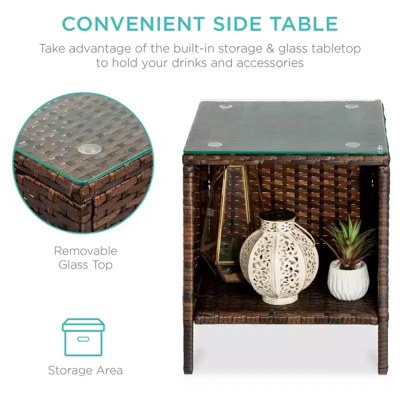 Best Choice Products Ensemble de bistro 3 pièces en osier pour conversation en extérieur, avec 2 chaises et table
