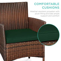 Best Choice Products Ensemble de bistro 3 pièces en osier pour conversation en extérieur, avec 2 chaises et table