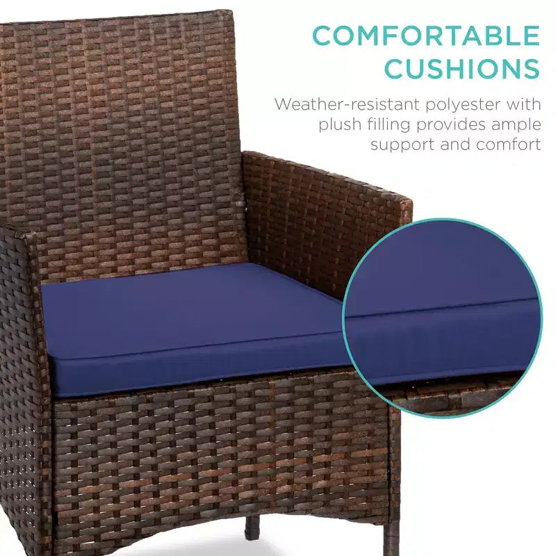 Best Choice Products Ensemble de bistro 3 pièces en osier pour conversation en extérieur, avec 2 chaises et table