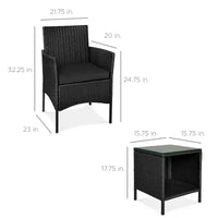 Best Choice Products Ensemble de bistro 3 pièces en osier pour conversation en extérieur, avec 2 chaises et table