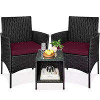 Best Choice Products Ensemble de bistro 3 pièces en osier pour conversation en extérieur, avec 2 chaises et table
