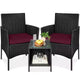 Best Choice Products Ensemble de bistro 3 pièces en osier pour conversation en extérieur, avec 2 chaises et table