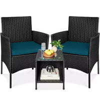 Best Choice Products Ensemble de bistro 3 pièces en osier pour conversation en extérieur, avec 2 chaises et table