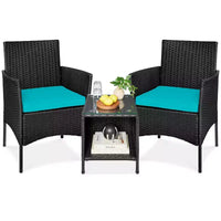 Best Choice Products Ensemble de bistro 3 pièces en osier pour conversation en extérieur, avec 2 chaises et table