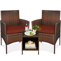 Best Choice Products Ensemble de bistro 3 pièces en osier pour conversation en extérieur, avec 2 chaises et table