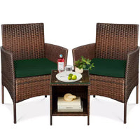 Best Choice Products Ensemble de bistro 3 pièces en osier pour conversation en extérieur, avec 2 chaises et table