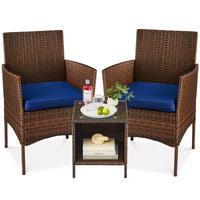 Best Choice Products Ensemble de bistro 3 pièces en osier pour conversation en extérieur, avec 2 chaises et table