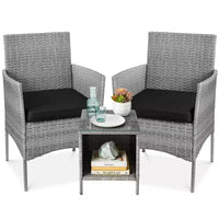 Best Choice Products Ensemble de bistro 3 pièces en osier pour conversation en extérieur, avec 2 chaises et table