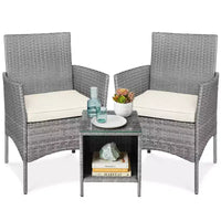 Best Choice Products Ensemble de bistro 3 pièces en osier pour conversation en extérieur, avec 2 chaises et table