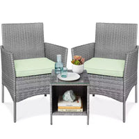 Best Choice Products Ensemble de bistro 3 pièces en osier pour conversation en extérieur, avec 2 chaises et table
